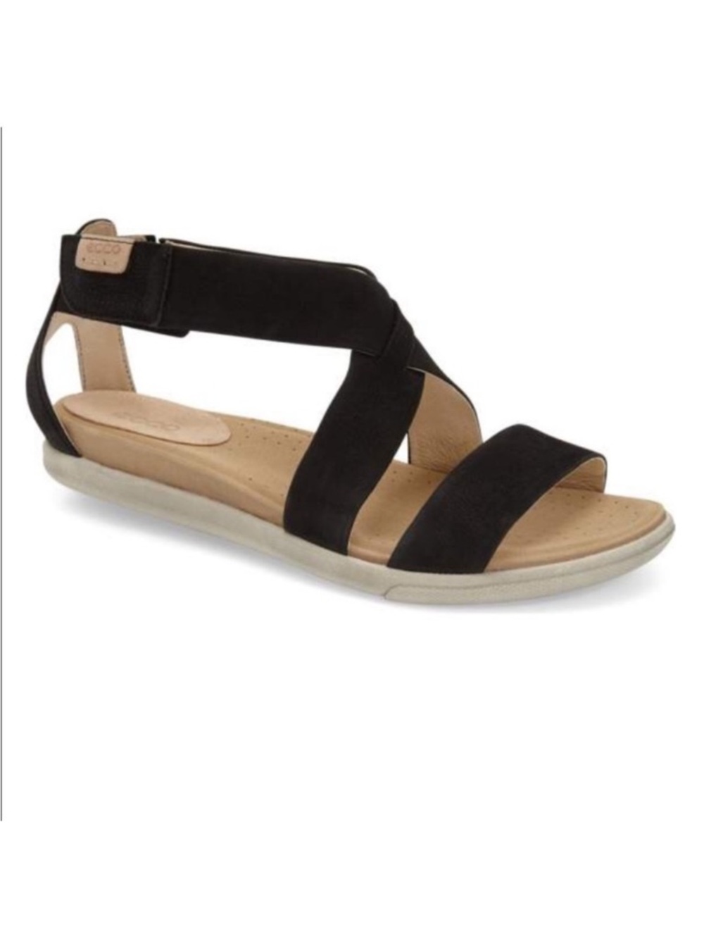 ECCO Damara Black Leather Crossover Strap Sports Sandals EU 37